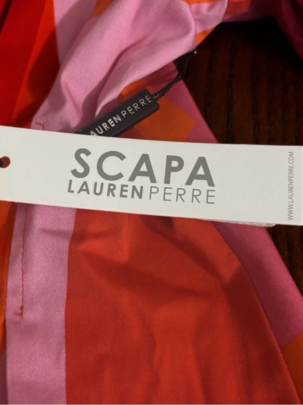 NWT Large SCAPA button down knee length  dress in orange/pink Lauren Perre - Picture 7 of 9